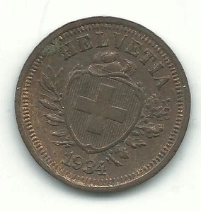 VERY NICE HIGH GRADE AU 1934 B SWITZERLAND 1 RAPPEN COIN-MAR230 - Picture 1 of 2