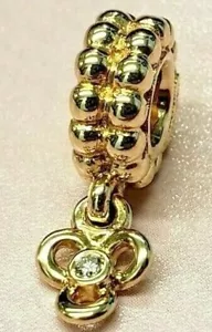 PANDORA | AMULETO FLORAL DE DIAMANTE TRINIDAD DE ORO 14K NUEVO 750407D RARO RETIRADO 585 - Imagen 1 de 13