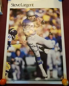 Vintage 1980's Steve Largent Seattle Seahawks Sports Illustrated Poster Signed - Picture 1 of 9