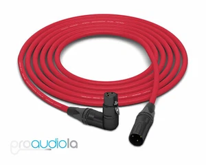 Mogami 2549 Cable | Neutrik Gold Straight XLR-M to 90º XLR-F | Red 9 Feet - Picture 1 of 1