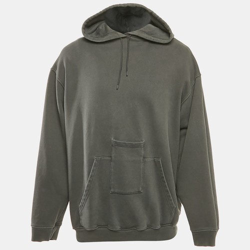 Felpa con cappuccio oversize Balenciaga grigia in cotone con dettagli tasca S