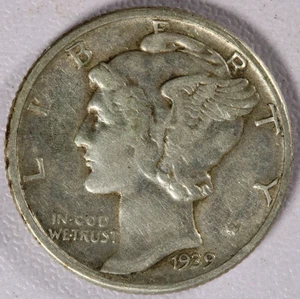 1939 Mercury Silver Dime 10C- VF - Picture 1 of 2