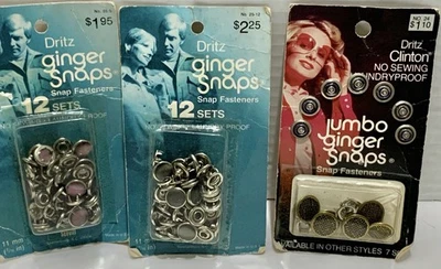 Lot Vintage Dritz Ginger Snaps Different Colors. One Jumbo NWT - Image 1 of 4