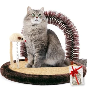 Large Cat Self Groomer, Arch Grooming Brush with Heavy Wooden Scratching Pad,... - Picture 1 of 6