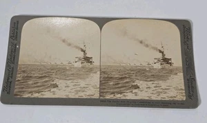 USS Connecticut at Hampton Roads Stereoview c1907 Great White Fleet Ship F1041 - Picture 1 of 4