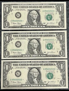(3) Series 2003 Sequential $1 Star Notes (CRISP UNCIRCULATED PREMIUM GEMS!!) - Picture 1 of 2