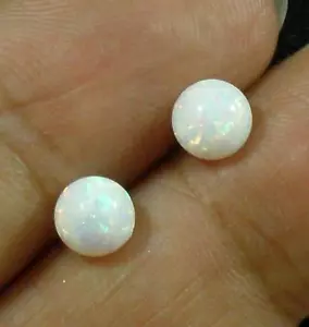 Pendientes de plata esterlina .925 bola esfera 6 mm ópalo de fuego blanco hechos en EE. UU. - Imagen 1 de 3