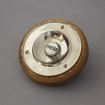 Large Traditional Nickel Electric Bell Push - Image 1 of 4