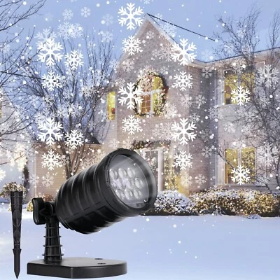 MINETOM LED Snowflake Christmas Projector Light Laser Moving Landscape Xmas Decor Lamp