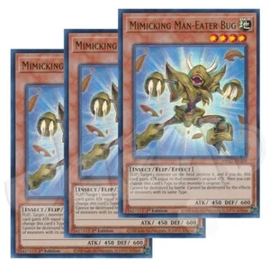 Yugioh Mimicking Man-Eater Bug x 3 - 1st Edition Ultra Rare NM - Free Holo Card - Picture 1 of 1