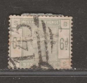 Great Britain 1883 6d Dull Green B-S Used Sg 194 CV£240 BN 143 - Bild 1 von 2