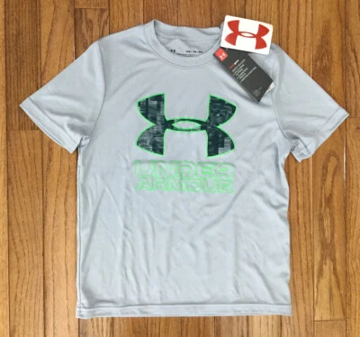 NWT Under Armour Boys Gray Big Logo T-Shirt Tee Loose Fit Sz Youth XS (U24) - Image 1 of 4