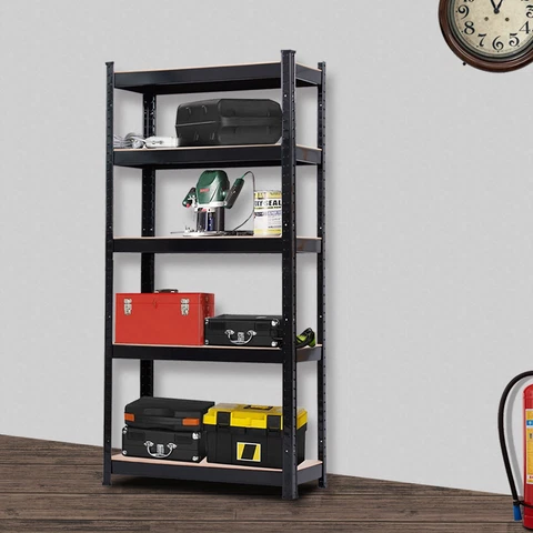 5 Tier Heavy Duty Metal Shelving Rack Unit Garage Storage Shelf Black UK Cover