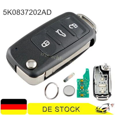 Klapp Funk Schlüssel Für VW T5 Golf 6 Passat Touran Eos Tiguan Caddy Bora 433MHz