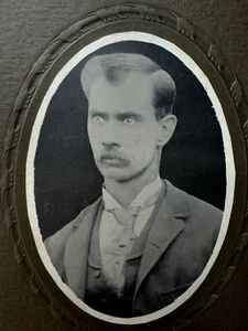 Vintage 6" X 8" Portrait Of Sam Lowman In Embossed Oval Frame Photo On Cardboard - Picture 1 of 5