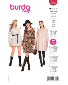 BURDA 6055 MISSES DRESSES Gathered Skirt Sewing Pattern Sizes 8 - 22 SUPER EASY - Picture 1 of 9