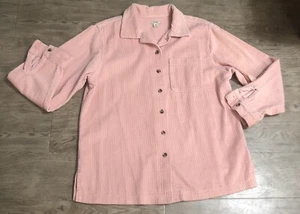 LL Bean Shirt Jacket Womens Wide Whale Corduroy Button Up Shacket Pale Pink M - Picture 1 of 7