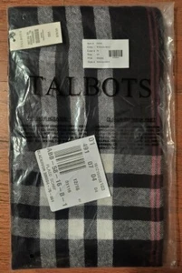 NWT Talbots Scarf Black Ivory Gray Plaid w/Red Stripe & Fringe - Originally $79  - Picture 1 of 3