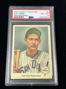 1959 Fleer Ted Williams #6 Ted Turns Professional Pro HOF SD Padres PSA 8 EX-MT - Picture 1 of 3