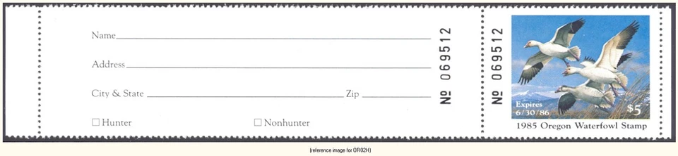 D2K Oregon Duck Stamp 1985 $5.00 Hunter - Image 1 of 1