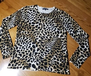 Camisa para mujer Jones NY Signature manga larga mezcla seda estampado animal talla M - Imagen 1 de 6