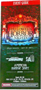 HHN UNIVERSAL HALLOWEEN NIGHT 2017 GUÍA DE EVENTOS SAW SHINING AMERICAN HORROR STORY - Imagen 1 de 3
