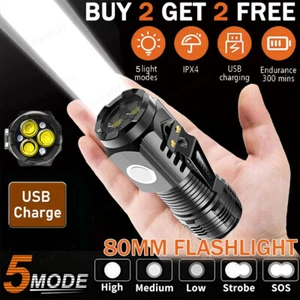 Super Bright Mini 3LED Flashlight Outdoor Portable Torch Emergency Lamp W/Magnet - Picture 1 of 10