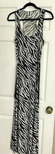 New Kelly & Chy Black and White Zebra Print Summer Maxi Dress Size Medium - Picture 1 of 6