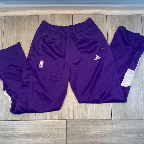adidas Los Angeles Lakers 3 Stripe Purple Basketball Warm Up Pants Large (14-16) Cover