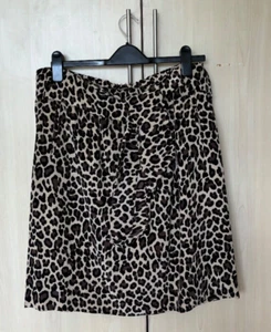 GERALD DAREL - 100% SILK - PULL ON WAIST - LEOPARD PRINT SKIRT UK - UK 14/FR 42 - Picture 1 of 20