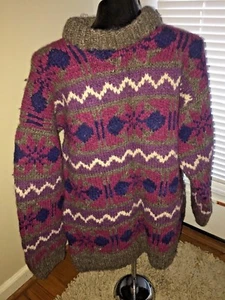 Handgefertigte Ecuador Wolle Native NORDIC Strickjacke Pullover Damen Gr. L! - Bild 1 von 6
