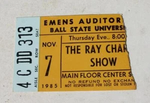 Ray Charles Show Ball State University Muncie IN Emans Auditorium Ticket Stub -- - Picture 1 of 1