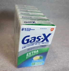6 Pk Gas-X Chewables Extra Strength Peppermint Creme 18 Tablets Each Exp: 8/2026 - Picture 1 of 5