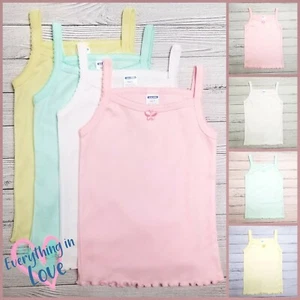 4 Packs Baby Toddler Girl Cotton Color White Spaghetti Undershirt Cami Tank Top - Picture 1 of 28