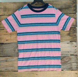 Cat and Jack Boys T-shirt size 14/16 Lightweight Pink With Blue Stripes Summer