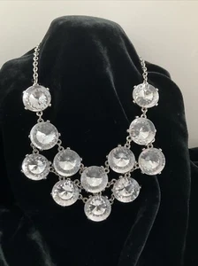 HUGE Crystal Rhinestone BIB CHOKER Necklace STUNNING Clear & Black Silver NWOT - Picture 1 of 6