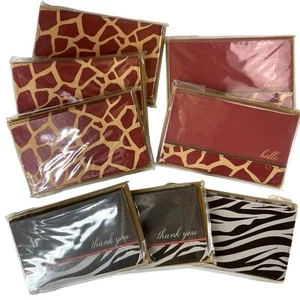 New Blank Cards Safari Zoo Lot 64 Cards 8 Packs Stationery Giraffe Zebra Party - Picture 1 of 7