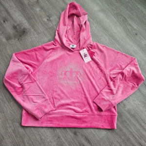 Juicy Couture Juniors Velour Hoodie Sweatshirt Crown Preppy Pink  XL $55 NWT - Picture 1 of 7