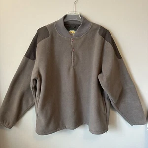 Cabela’s Fleece Jacket Henley Top Pullover Mens Sz XL Tan Elbow Patches Outdoor - Picture 1 of 10