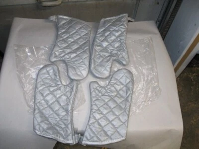 2 pair, Intedge Oven Mitt,Hand Shaped,Silver, 13in (338S-13) made in USA - Image 1 of 4