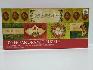 1000 Piece Panoramic Puzzle Celebrate Traditions by Audrey Jeanne Roberts NEW - Picture 1 of 2