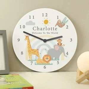 Personalised Children's Clock. Nursery Decor. Personalised Wall Clock. Animals - Picture 1 of 5