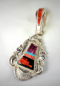 Colgante Turquesa Lorenzo James Navajo Plata Esterlina .925 Hecho a Mano Firmado - Imagen 1 de 4
