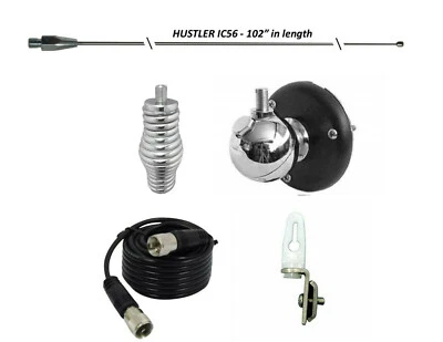 HUSTLER 102" CB Radio Antenna Combo Kit, BALL MOUNT, SPRING, 18' COAX, TIE DOWN - Image 1 of 4