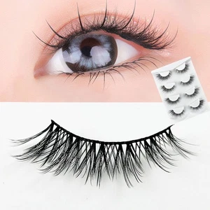 4Pair 3DMink Makeup Cross False Eyelashes Eye Lashes Handmade End Eye Elongated - Picture 1 of 10