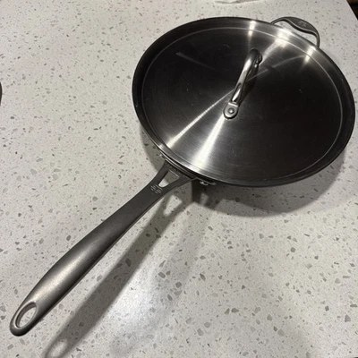 Calphalon Hard Annodized Saute 1611 11" Brushed Stainless & Lid - Image 1 of 4