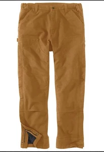 Carhartt Pants Mens Large Tall Washed Duck Insulated Brown Loose Fit Workwear - Picture 1 of 3
