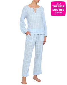 RRP €110 SKIN Pyjama Top Size 0 - XS Tartan Pom Poms Hem Slightly See Through - Zdjęcie 1 z 4
