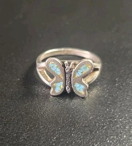 Navajo Ring Sterlingsilber Türkis Schmetterling - Bild 1 von 3
