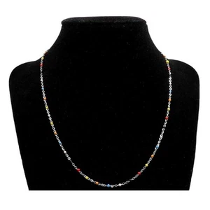 Collana Catena Forzatina Diamantata con Smalti Multicolor in Acciaio - Bild 1 von 1